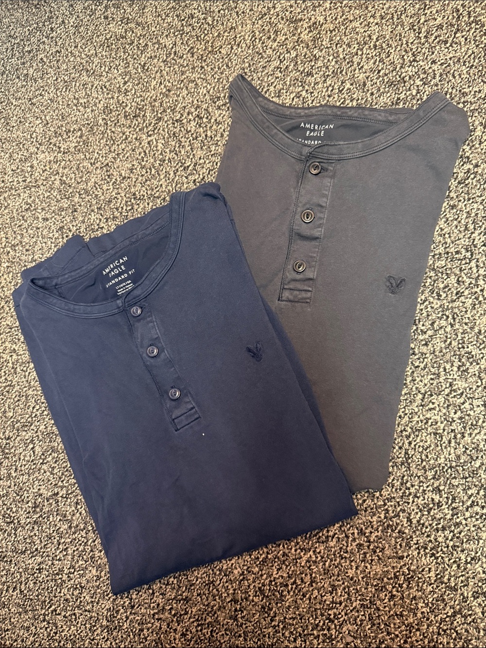 Set of 2 American Eagle Outfitters Navy and Grey Short Sleeve Henley Tees